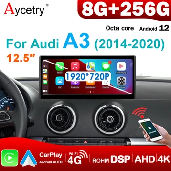 12,5-дюймовый беспроводной автомобильный радиоприемник CarPlay 8 Core Android 12, Мультимедийный экранный плеер GPS для Audi A3 2013-2020, автомагнитола Google 4G TB