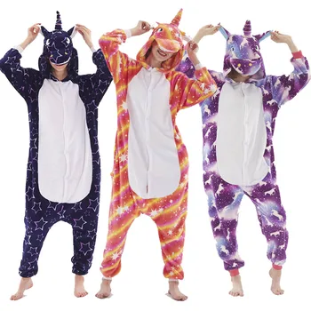 Новый зимний комбинезон для девочек и мальчиков, пижамы с единорогом и драконом, пижамы с животными из аниме, детские пижамы с капюшоном, Фланелевые комбинезоны, детские пижамы