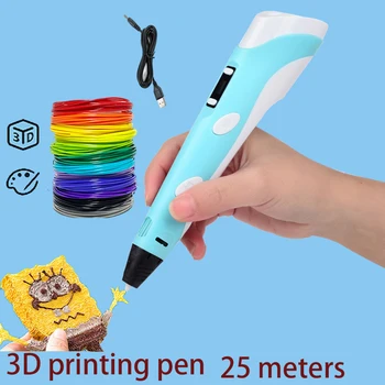 3D Рисунок Печатным карандашом с ЖК-экраном с нитью PLA, Подарок школьникам на День рождения, 3D ручка для печати 