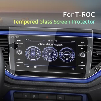 Автомобильные Наклейки Протектор Экрана Для Carplay VW T-ROC 2023 TROC Закаленное Стекло Защитная Пленка Дисплей Навигация Автоаксессуары