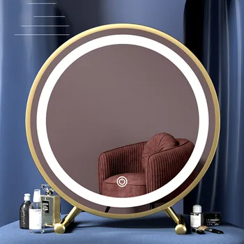 Круглое зеркало в ванной, Скандинавский Светильник, Маленькие зеркала для макияжа, Эстетичный Светодиодный туалетный столик Espejos Redondos, Украшение спальни
