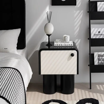 Минималистичный ящик для хранения Прикроватные тумбочки Черно-белые Простые прикроватные тумбочки в кавайном стиле, Милый Дизайнерский стол De Chevet Мебель для гостиной