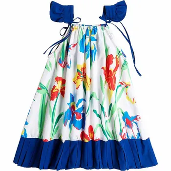 Дети 3-8 лет 2023 Новые Летние платья без рукавов для девочек в праздничном стиле, Цветное плиссированное платье
