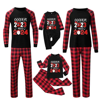 Комплект рождественских пижам для всей семьи, рождественская пижама в клетку с рукавами, семейный комплект, пижама для семьи из 3 человек с коротким рукавом
