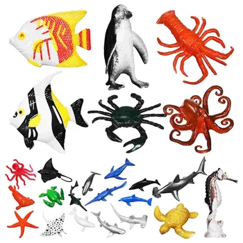 24 Шт Мини-игрушки Морские Животные Декор из морской биологии Миниатюрные Фигурки Пластиковые Океанские Поддельные Золотые Рыбки