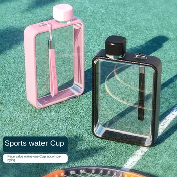 Спортивная бутылка для воды объемом 380 МЛ, Портативная дорожная плоская чашка для воды A5, прозрачный чайник для фитнеса на открытом воздухе