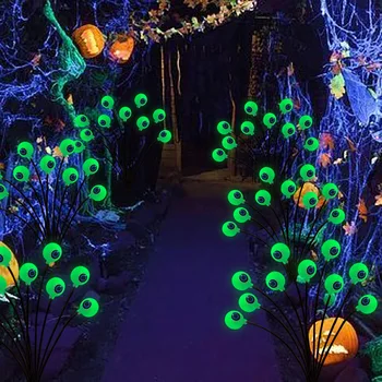 6 светодиодных украшений на Хэллоуин, гирлянды для глазных яблок, декор, красные, зеленые, фиолетовые огни для вечеринок на открытом воздухе, принадлежности для вечеринки в честь Хэллоуина, Сад, двор