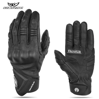 Винтажные мотоциклетные перчатки из натуральной кожи, черные мужские перчатки для мотокросса, мужские перчатки для езды на мотоцикле с сенсорным экраном