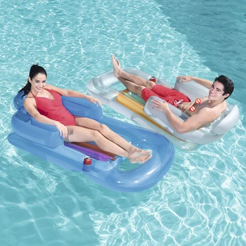 Надувное плавающее кресло с поручнями Летний водяной гамак со спинкой с отверстием для чашки Многоразовый легкий для летних пляжных аксессуаров