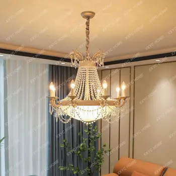 Французская люстра в гостиной, хрустальный светильник, Роскошная Европейская креативная дизайнерская Двухуровневая вилла, спальня, столовая