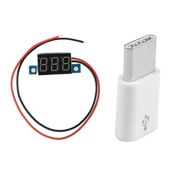 Цифровой вольтметр, светодиодная панель индикации напряжения, измеритель и 5-контактный разъем USB Type C 3.1 для Micro-USB 2.0