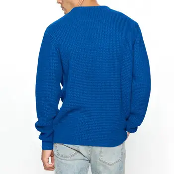 Мужской зимний свитер, уютный мужской вязаный свитер, мягкий теплый Стильный дизайн средней длины для осени и зимы, свитер с круглым вырезом.