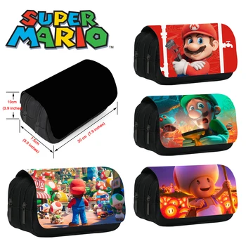 Пенал из аниме Super Mario Bros, сумка для хранения школьных принадлежностей, мультяшная сумка для карандашей, Студенческая коробка для ручек, канцелярская коробка большой емкости