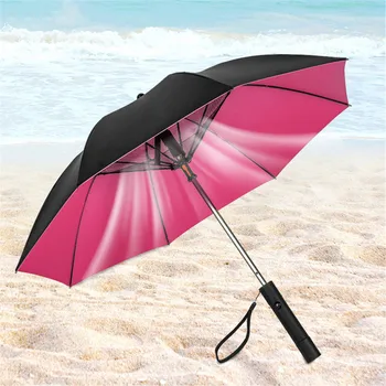 Зонт с вентилятором, Зонт с интерфейсом USB, перезаряжаемый зонт, солнцезащитный крем, охлаждающий вентилятор, зонт, встроенный вентилятор, прямой зонт