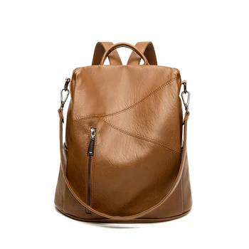 Высококачественный Женский рюкзак из легкой искусственной кожи формата А4, дорожная сумка через плечо, женская противоугонная Коричневая, черная, серая, Зеленая M4600