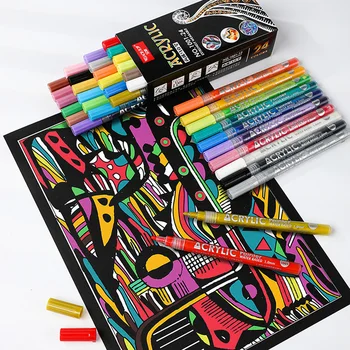 12 Цветов Акриловых маркеров, ручки с кончиком 1,0 мм, маркеры для граффити, Перманентные маркеры для детей, Кружки из каменного дерева, Тканевые окна