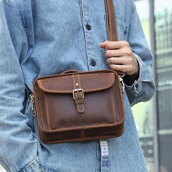 Новая мужская сумка через плечо в стиле ретро, мужская кожаная сумка через плечо в стиле ретро