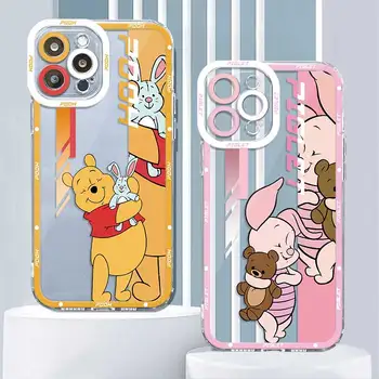 Роскошный Прозрачный Чехол Для Телефона Apple iPhone 14 13 12 11 Pro Max 13 12 Mini XS Max XR X 7 8 6 6S Plus Disney Pooh Bear Piglet Pluto