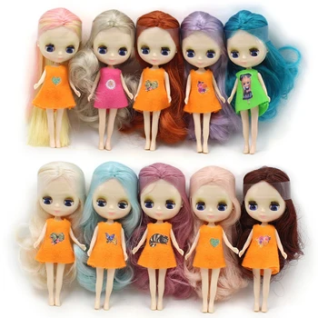 Мини Блит обнаженная кукла без челки 10 см разного цвета волос со случайным платьем в подарок Модные игрушки DIY