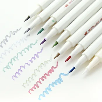 Металлическая маркерная ручка 10 цветов 1-2 мм, поделки для скрапбукинга, мягкая кисточка, художественные маркеры для канцелярских школьных принадлежностей