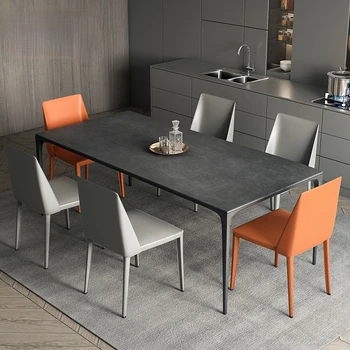Обеденный стол для гостиной, Небольшой Бытовой Алюминиевый Обеденный стол, Прямоугольный Обеденный стол, Комбинированная мебель для дома со стулом