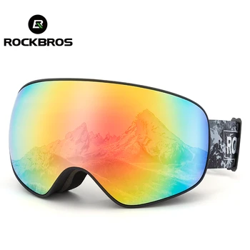 Официальные лыжные очки ROCKBROS для сноуборда Для взрослых и детей, противотуманные лыжные очки, Ветрозащитные регулируемые зимние очки