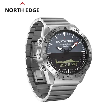 Мужские цифровые часы NORTH EDGE Smart Sports класса люкс для дайвинга в стиле милитари, полностью стальные, водонепроницаемые, 200-метровый альтиметр, компас