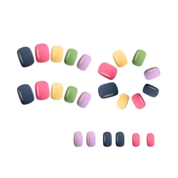 Переливающиеся цвета радуги, накладные ногти, однотонные ногти цвета миндального ореха, Носимый пресс на ногтях, полное покрытие кончиков ногтей.