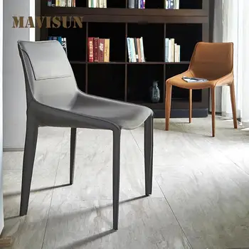 Обеденный стул Nordic Light с роскошным кожаным седлом, Домашний Современный минималистичный кофейный стул, Итальянская дизайнерская мебель для рабочего стола высокого класса