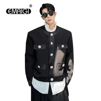 Высококачественный костюм в стиле ретро с круглым вырезом, Французская модная куртка, мужская Корейская уличная одежда, Винтажный Нишевый Короткий блейзер, пиджак, Мужское пальто