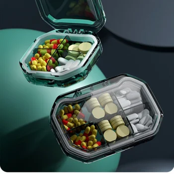 Портативная коробка для таблеток, герметичный контейнер для таблеток на 4/6 Ячеек, Органайзер для таблеток, Пылезащитный диспенсер, разделитель, мини-кейс для лекарств