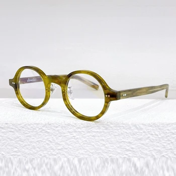 Новая Круглая Высококачественная Ацетатная Оправа для очков Мужская Женская Мода оптические очки для близорукости ручной работы Роскошная Брендовая Оправа для очков