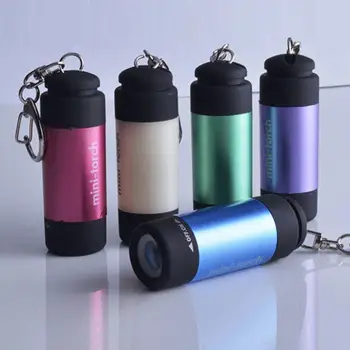 Мини светодиодный карманный фонарик USB Перезаряжаемый Портативный фонарик Водонепроницаемый брелок Маленький фонарь белого цвета с батарейкой
