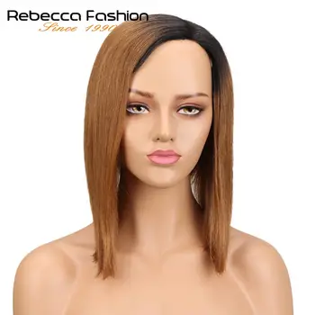 Ребекка Левая боковая часть Омбре из человеческих волос Кружевные парики для чернокожих женщин Перуанский парик с прямыми волосами Remy, 8 цветов, бесплатная доставка