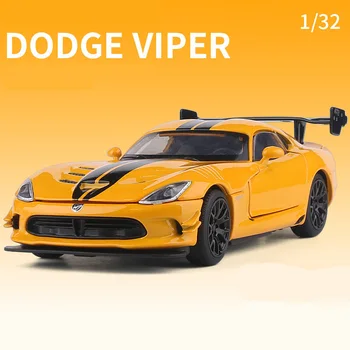 1:32 Изготовленная на заказ Игрушечная Модель Dodge Viper ACR, Звуковые и Световые Двери Автомобиля, Открывающаяся Образовательная Коллекция, Подарок Для Ребенка