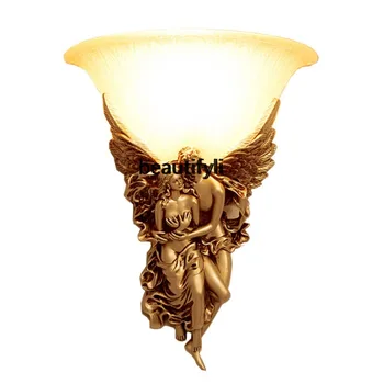 Настенный светильник Angel Прикроватная лампа для спальни Гостиная Телевизионный фон Стена Креативный ретро настенный светильник Лампа в американском стиле для прохода