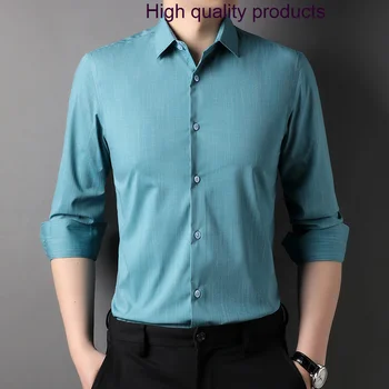 Осенне-весенние мужские высококачественные деловые повседневные мужские однотонные мужские рубашки Slim Fit 3XL