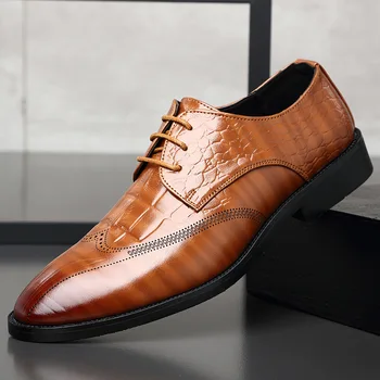 Мужские модельные туфли, кожаные модные туфли-дерби, Классическая повседневная деловая свадебная обувь на шнуровке, мужская официальная обувь в британском стиле