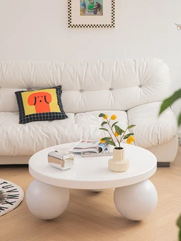 Круглый журнальный столик в черно-белую полоску Nordic light, роскошный модный низкий столик для домашней гостиной