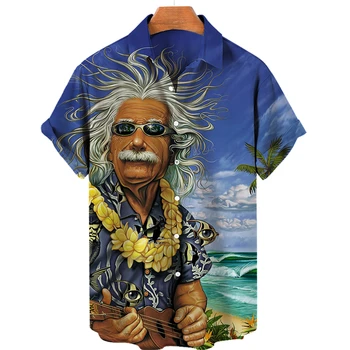 Летние мужские рубашки Гавайские рубашки с лацканами и коротким рукавом Для мужчин Топы для пляжного отдыха Повседневная мужская блузка Модные удобные топы