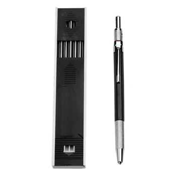 3шт Механический карандаш 2,0 мм Грифельный карандаш для черновых рисунков, Плотницких работ, художественных набросков С 36 сменными штучками - черный