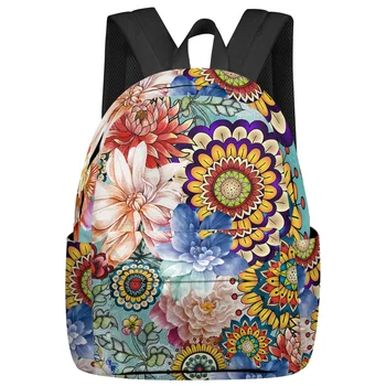 Рюкзак в богемном стиле с цветочной мандалой, школьные сумки для девочек-подростков, сумка для книг, мужская сумка на плечо, сумка для ноутбука, Mochila