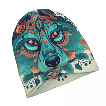 Собачья тонкая шапочка с изображением животного и цветочной мандалы Four Seasons Y2k Hat Hardcore Unisex Hood