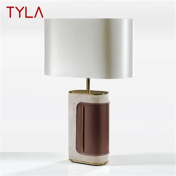 Настольная лампа TYLA Postmodern LED Простая модная прикроватная тумбочка Винтажный кожаный декор для дома, гостиной, спальни