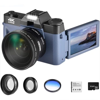 Макрообъектив 4K Цифровая Камера С Откидным Экраном Selfile Camcorder 48MP Youtube Vlog WIFI Веб-камера Винтажный Видеомагнитофон 16X Широкоугольный