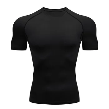 Мужская компрессионная футболка с коротким рукавом, колготки, Топ для тренировок, фитнеса, бега, баскетбола, йоги, спортивной одежды, бесшовной спортивной одежды