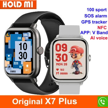 Новые Смарт-Часы X7 Plus NFC Bluetooth Call Водонепроницаемые Приборы Для Измерения Артериального Давления Кислорода Спорт Фитнес GPS Трекер Игры Для Мужчи