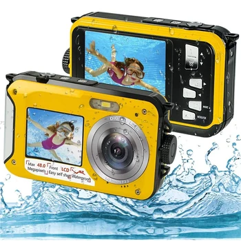 Камера Digital bawah air HD 48MP камера Selfie 16X tahan air perekam Video anti-guncangan memancing layar ganda камера Mini