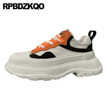 Разноцветные спортивные массивные кроссовки на платформе, криперы на толстой высокой подошве, мужские кроссовки на шнуровке, обувь в стиле харадзюку, пэчворк