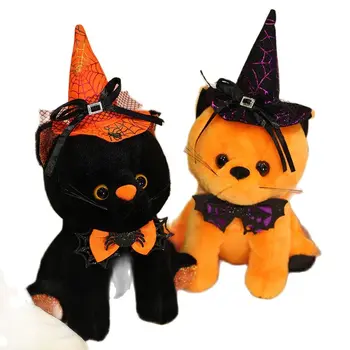28 см Новые милые Плюшевые игрушки для домашних кошек, Черная Кошачья шляпа, Плюшевая кукла для декора Хэллоуина Для детей, Праздничные подарки